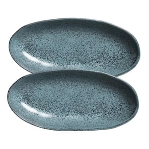 Conjunto com 02 Travessas Oval Funda Grande 32x16 cm Orgânico Night Sky Porto Brasil