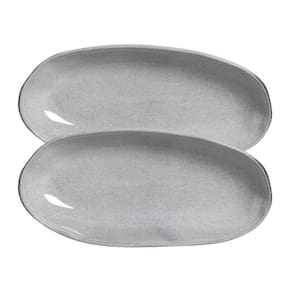 Conjunto com 02 Travessas Oval Funda Grande 32x16 cm Orgânico Dust Porto Brasil