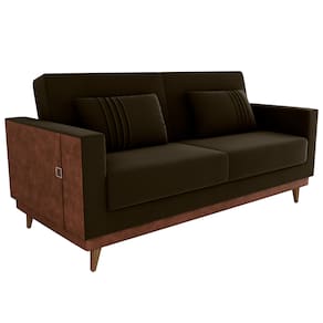 Sofa Cama 2 Lugares 203 cm Veludo Maserati Marrom Corino Whisk Milani Store