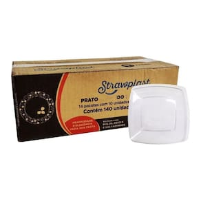 140 Prato Acrílico Quadrado Sobremesa 15Cm Cristal Strawplas