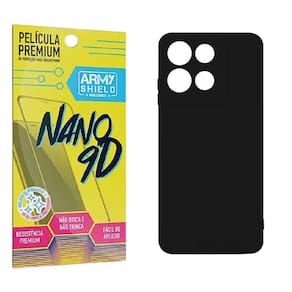 Capa Preta Para Moto G15 + Película de Cerâmica 9D - Armyshield