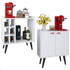 Kit Aparador Adega Porta Garrafas Barzinho Buffet Multiuso 2 Portas Cantinho Café Prateleira Interna Organizadora - Lojas RPM