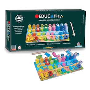 Brinquedo Educativo de Madeira Tabuleiro Somar e Brincar EducaPlay - Polibrinq