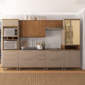 Cozinha Completa 6 Peças 226cm X 340cm Madri Freijó/Camurça