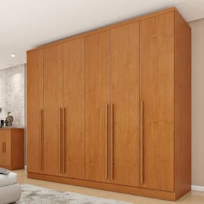 Guarda-Roupa Casal 6 Portas 8 Gavetas Puxador MDF 270cm Portugal Espresso Móveis Cinamomo