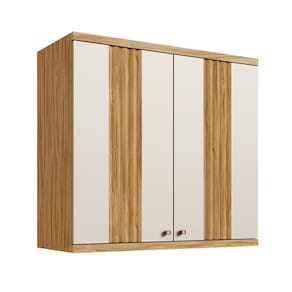 Armário para Cozinha Aéreo Noruega Espresso Móveis Amêndoa/Off White