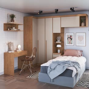 Guarda-roupa Solteiro Modulado 6 Peças Infinity Cedro/Duna