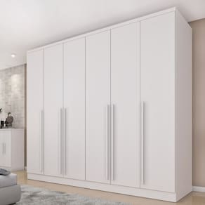 Guarda-Roupa Casal 6 Portas 8 Gavetas Puxador MDF 270cm Portugal Espresso Móveis Neve