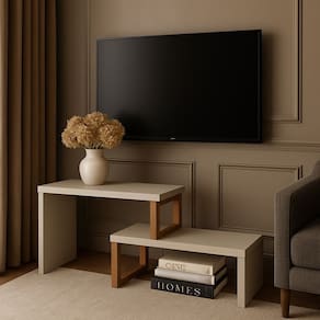 Rack para Tv 58 Polegadas 60cm X 200cm Off White/Marrom