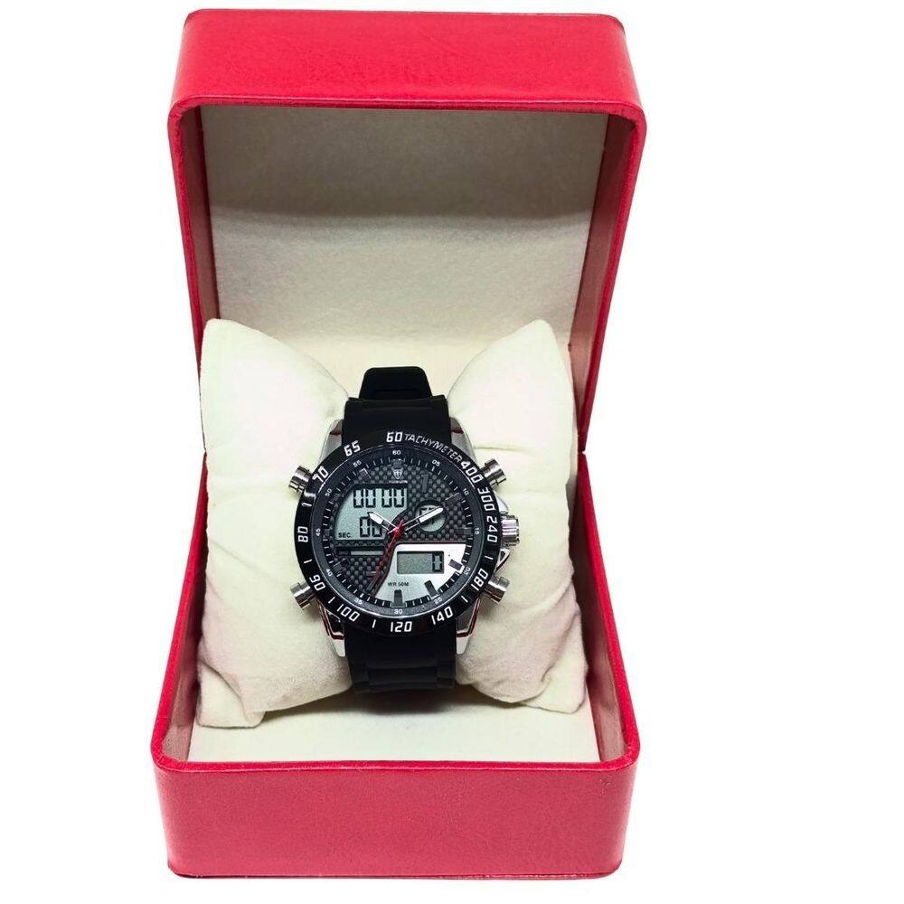 Relógio Masculino Tuguir Anadigi 2308 Prata E Preto