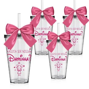 Kit 4 Copos Convite Personalizado Daminha Acrílico