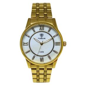 Relógio Feminino Tuguir Analógico W2124C Dourado E Branco