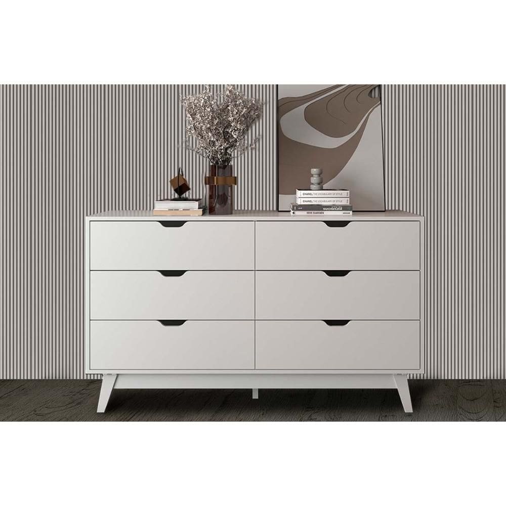 Cômoda de Quarto CM8044 6 Gavetas Branco - Tecno Mobili