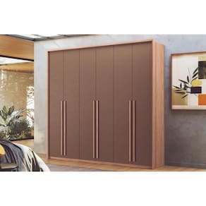Guarda Roupa Casal 6 Portas e 4 Gavetas Genova Wood/Terracota - Santos Andirá