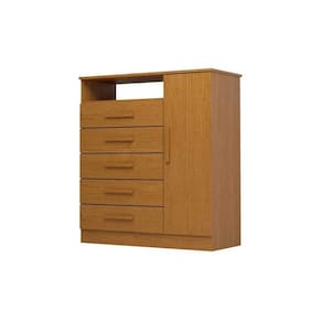 Cômoda de Quarto Madri c/ 1 Porta 1 Nicho e 5 Gavetas Cinamomo - ACP