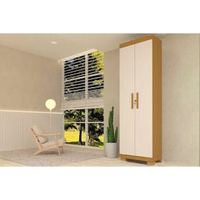 Armário Multiuso Lavanderia Iris c/ 2 Portas c/ Chave Cinamomo/Off White - ACP
