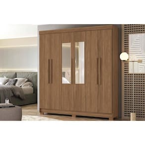 Guarda Roupa Casal 6 Portas (2 c/ Espelho) e 2 Gavetas c/ Pés Toledo Jatobá - Santos Andirá