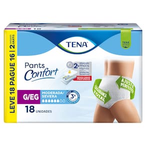 Roupa Íntima Tena Pants Confort Tamanho G/EG Leve 18 e Pague 16 Unidades