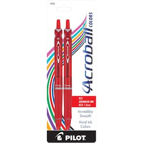 Canetas esferográficas PILOT Acroball Colors Red Ink, pacote com 2