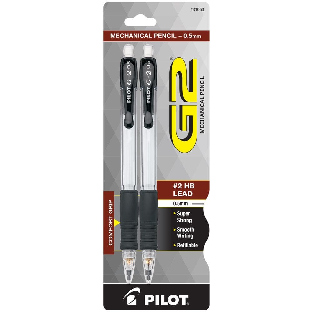 Lápis mecânicos Pilot G2 0,5 mm HB Lead Clear Barrel x2