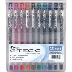 Canetas esferográficas de tinta gel PILOT G-Tec-C Ultra Fine de 0,4 mm, pacote com 10