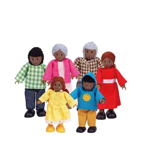 Conjunto Dollhouse Family Set Hape Afro-American Wooden, 6 figuras