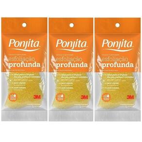 Kit 3 Esponja de Banho Esfoliação Profunda Ponjita