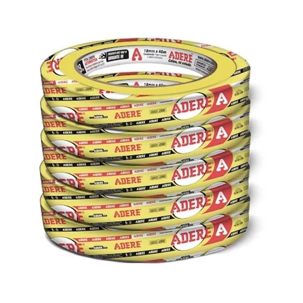 Kit 5 Fita Crepe Automotiva Amarela 18MM X 40M Adere