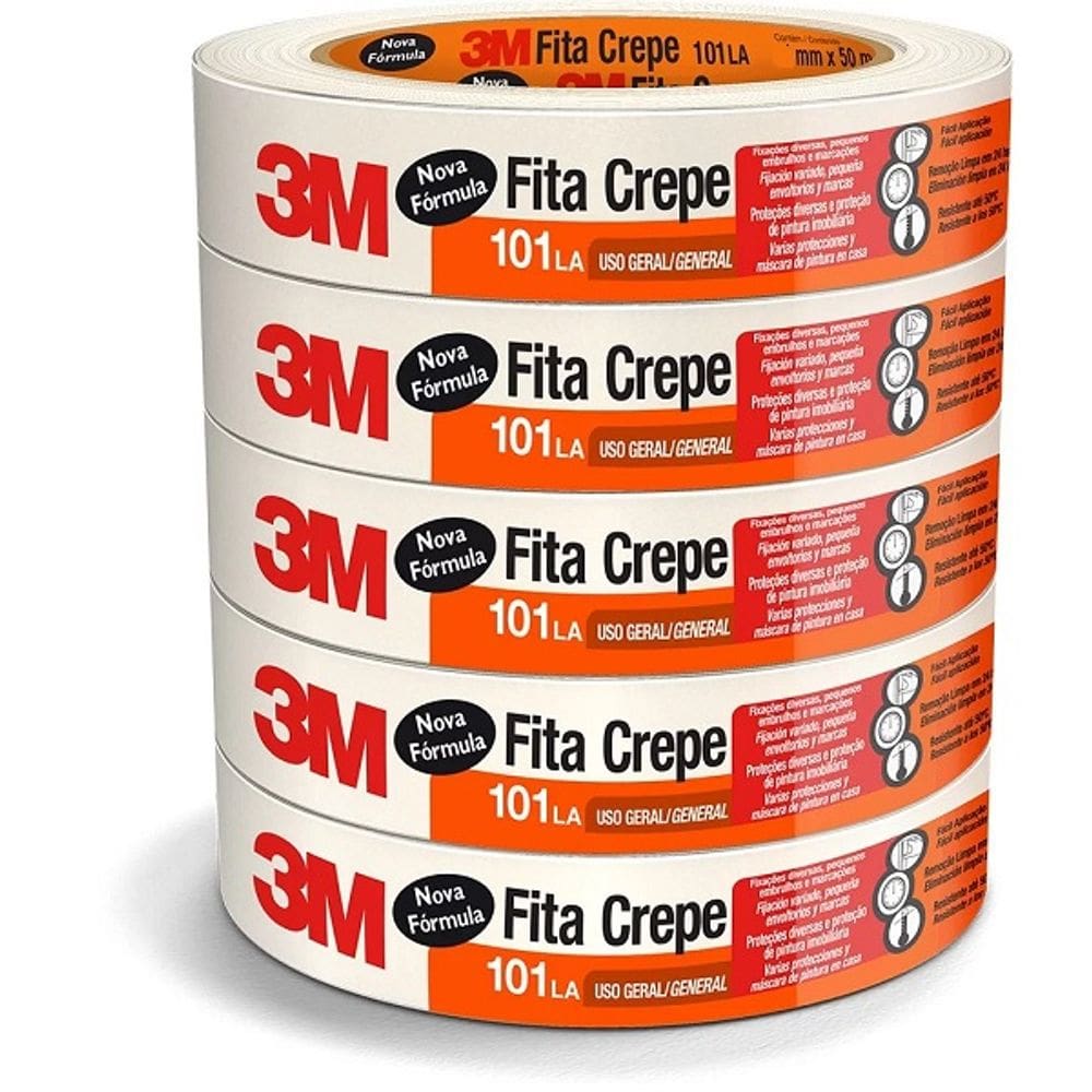 Kit 5 Fita Crepe 18MM X 50M 3M 101LA