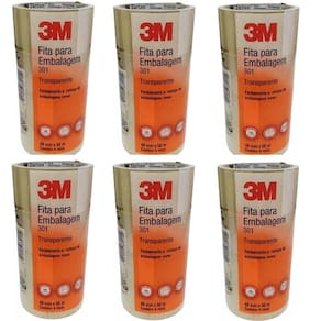 Kit 24 Fita Adesiva 301 Embalagem 3M Transparente 48MM X 50M