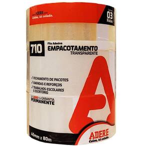 Kit 3 Fita de Empacotamento 45MM X 80M Adere 710