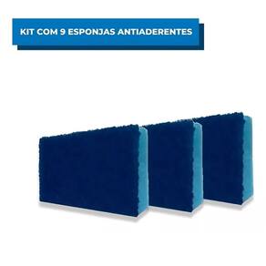 Kit com 9 Esponja Azul Nao Risca Limpeza Delicada SCOTCH-BRITE