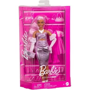 Boneca Barbie Fashion Deluxe STYLE Vestido Metalico Roxo Mattel HYV25