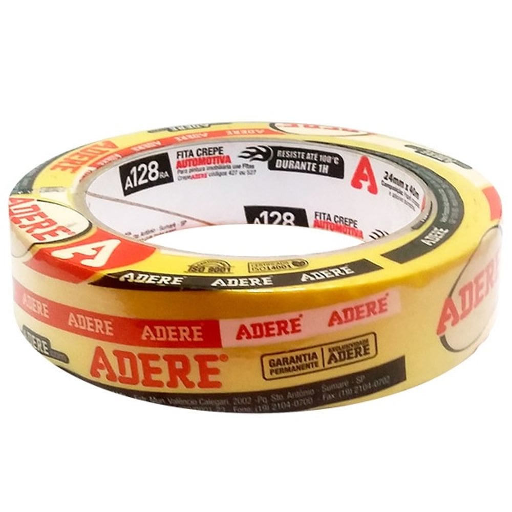 Fita Crepe Automotiva A128RA Amarela 24MM X 40M Adere