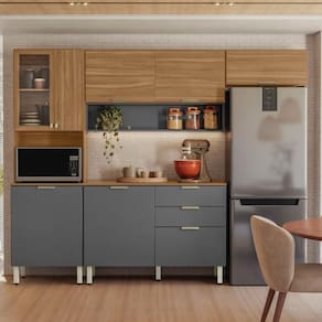Armário de Cozinha Compacta com Balcão 250cm 4 Pçs Multimóveis CR20467