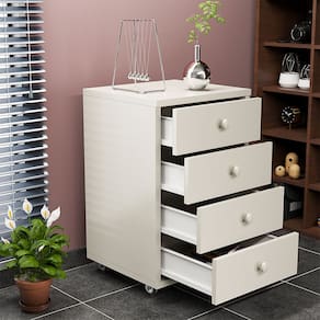 Mesa De Cabeceira Com Rodízios 4 Gavetas Corrediça PVC