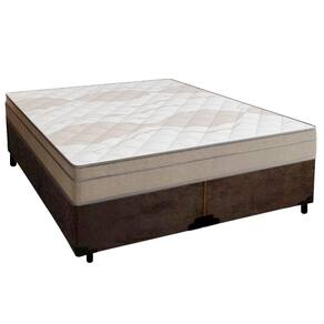 Cama Box Casal Bipartido Suede + Colchão De Molas Ensacadas Portobel Ipanema - 138x188x65cm Marrom