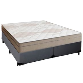 Cama Box Casal Bipartido Sintético + Colchão De Molas Ensacadas Portobel Ipanema - 138x188x65cm Cinza