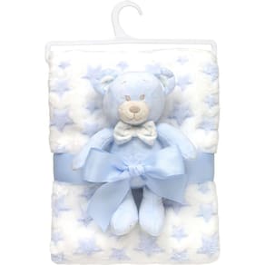 Mantinha Com Ursinho Soninho Stars Azul - Buba