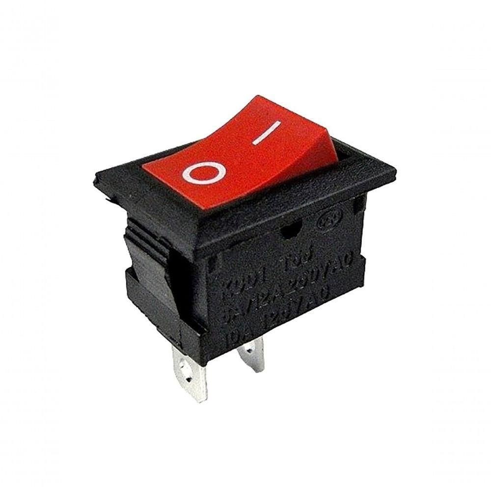 Chave Retangular On-off Vermelha 2 Terminais Kdc-101