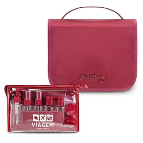 Kit Necessaire C- Gancho E Frascos P- Viagem Premium Vinho