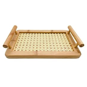 Bandeja Retangular Mimo Style Bambu Palhinha 35x20 cm com Alça