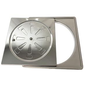 Kit Porta Grelha + Ralo Abre Fecha 15X15 Inox 304 Caixilho