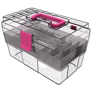 Maleta Organizadora Para Medicamentos, Maquiagem Ou Odontológica Cristal Com Acessórios Rosa