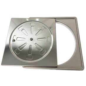 Kit Porta Grelha + Ralo Abre Fecha 10X10 Inox 304 Caixilho