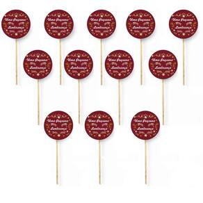 Kit 12 Picks Decorativos Arranjo de Flores Madeira Lembrança