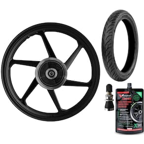 KIT RODA FAN 125 6 PALITOS SHIVER + PNEU VIPAL St600 90/90-18 + BICO E SELANTE PNEU