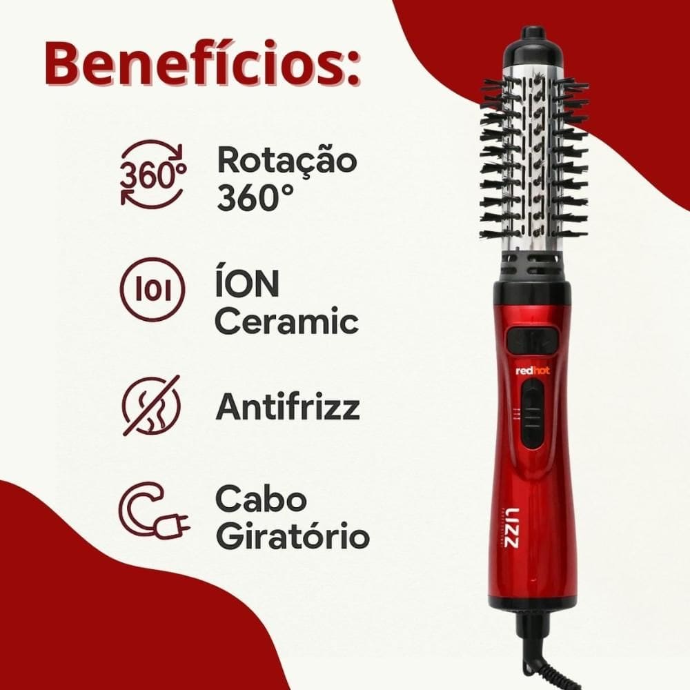 Escova Rotativa Lizz Red Hot 900W | Casas Bahia