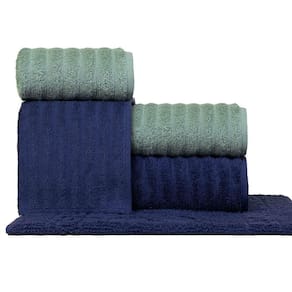 Jogo De Toalhas Fio Penteado Gigante 5 Peças - Soft - Azul + Verde