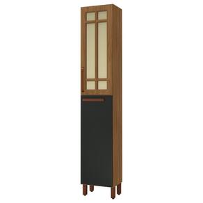 Paneleiro Monza 40cm 2 Portas Freijó-chumbo Com Vidro Reflecta - Indékes Freijó-chumbo